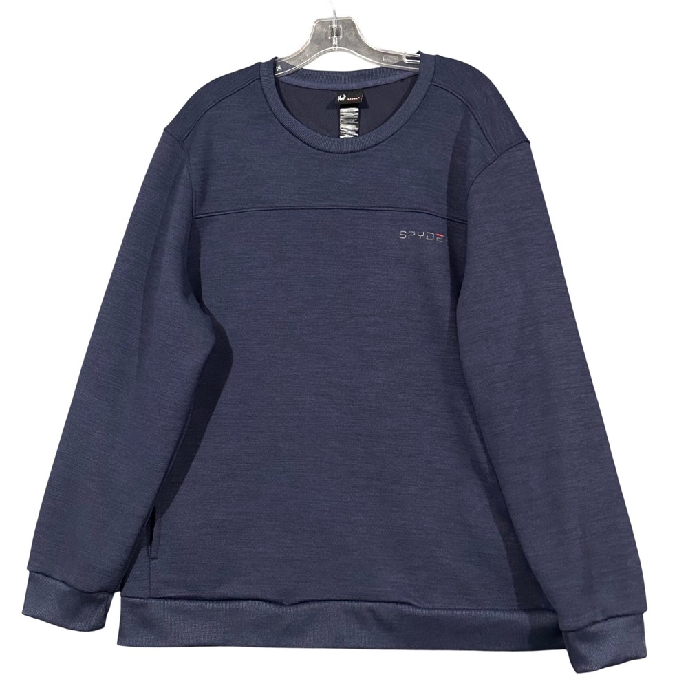 Spyder Active Mens XL Navy Blue Heather Crewneck Sweatshirt Fleece SPM8007U